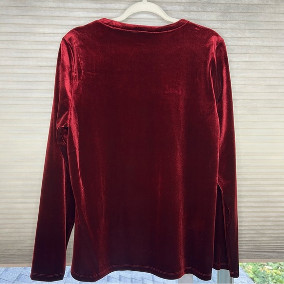 INC International Concepts Elegant Maroon Velvet Cut-Out Top Soft Quiet Luxury - Picture 7 of 14